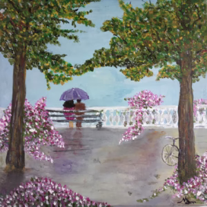 Tablou pictat Doi indragostiti pe faleza