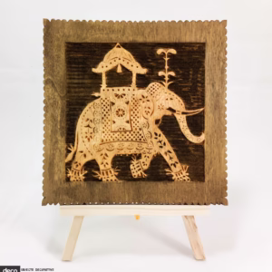 tablou elefant lemn in relief